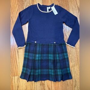 NWT Janie and Jack The Tartan Sweater Dress Navy Tartan Size 6 Preppy Party Chic
